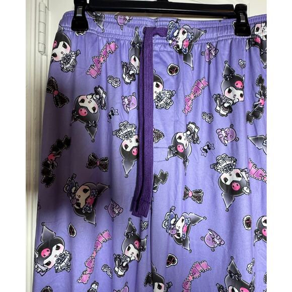 SANRIO KUROMI Sleep Pants NEW Purple Black Drawstring Pull-on Pants Size M - Picture 3 of 5